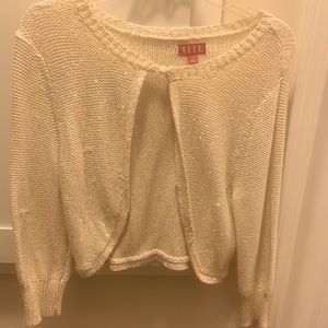 Sparkly cream cardigan, one button closure